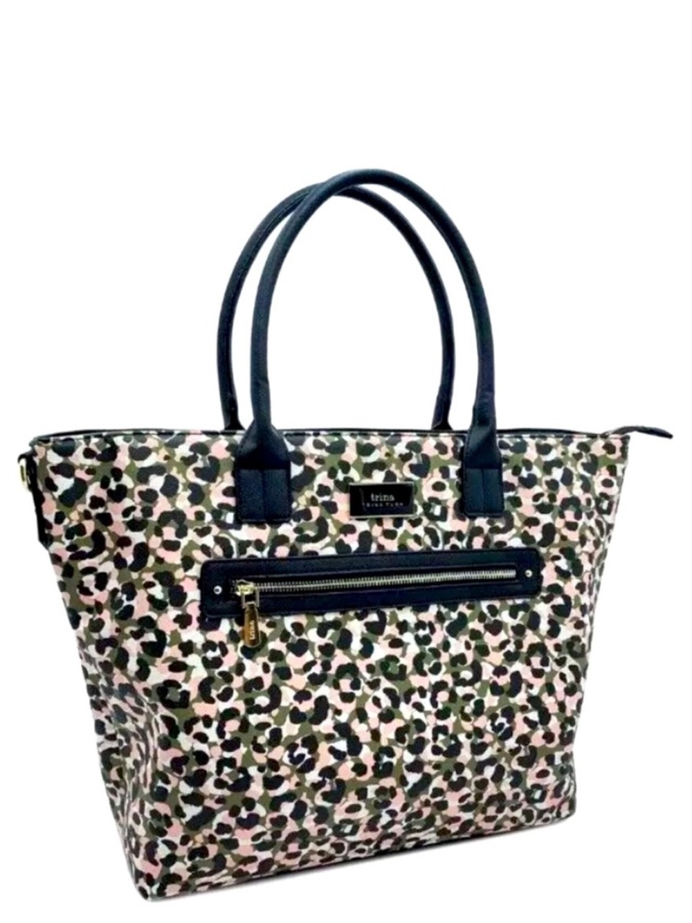 Trina Turk Vegan Leather Leopard Print Tote with Detachable Strap